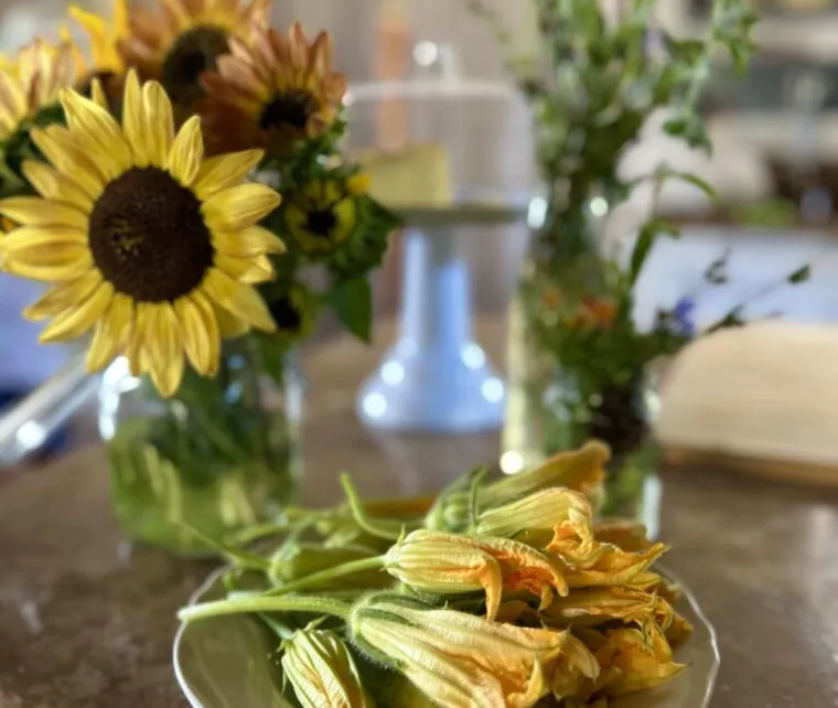 Fiori di zucca e girasoli